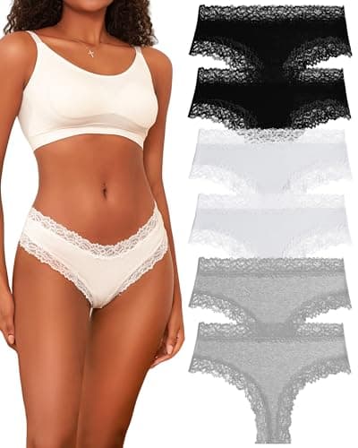 Image of BeReady Cotton Underwear Women Lace Women's Knickers Brazilian Ladies Briefs Sexy Hipster Panties Soft Pants Multipack Pack of 6