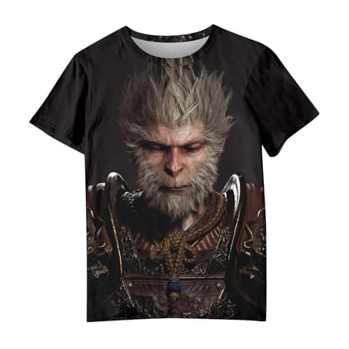 Image of Black Myth China Game Action RPG The Monkey King Ladies Personalised T Shirt Graphic Tops Women Funny Tshirts Oversized Black Short Sleeve Shirt