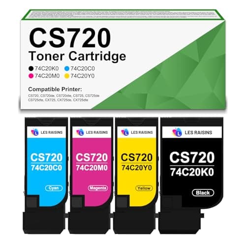 Image of CS720 CS725 CX725 Toner Cartridge Compatible with Lexmark 74C20K0 74C20C0 74C20M0 74C20Y0 Toner Replacement for Lexmark CS720de CS720dte CS725de CS725dte CX725de CX725dte Printer (4-Pack)
