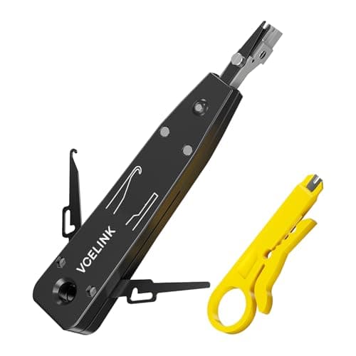 Image of VCELINK Punch Down Tool, Black Ethernet Krone Tool, Insert & Cut Terminations in One Operation, Impact Terminal Insertion Tools for RJ45 Socket Cat5/Cat6/Cat7 & Telephone Cable with Wire Stripper