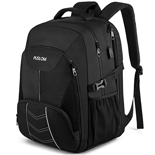 Image of Large Men's Backpack 55L 18.4 Inches with USB Charger Work Waterproof Laptop Computer Laptop for Travel Office School, Black