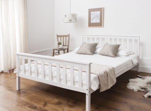 Image of Noa and Nani Double Bed in White 4'6 Double Bed Wooden Frame WHITE Dorset