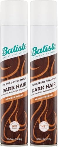 Image of Batiste Dry Shampoo in Divine Dark with a Hint of Colour 350ml, Designed for Brunettes, No Rinse Spray to Refresh Hair in Between Washes, No White Residue for Dark Hair (Pack of 2)