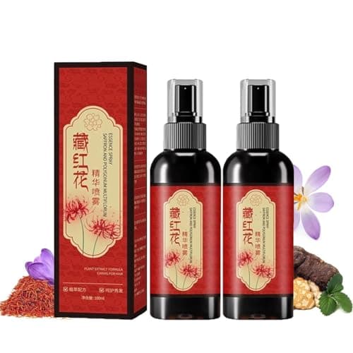 Image of Saffron Hair Blackening Spray, Saffron Herbal Essence Hairspray, Gray Hairs to Black Hairs Serum, Anti Lost Strengthen Hairs Root, Leaving Hair Shiny and Shiny, Suitable for Men and Women (2PC)