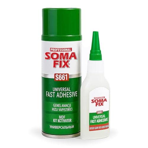 Image of Super Glue with Activator Spray - Fast Adhesive Kit for Mitre, Wood, Metal, Plastic, Glass, Rubber & More (25ml SuperGlue + 100ml Activator)