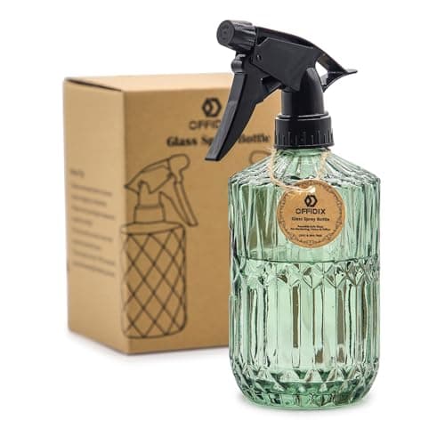 Image of OFFIDIX Plant Mister, Handheld Pressure Fine Mist Spray Bottle 0.43L Glass Spray Bottle with Adjustable Nozzle for Indoor and Outdoor Gardening or Home Cleaning(Light Green)