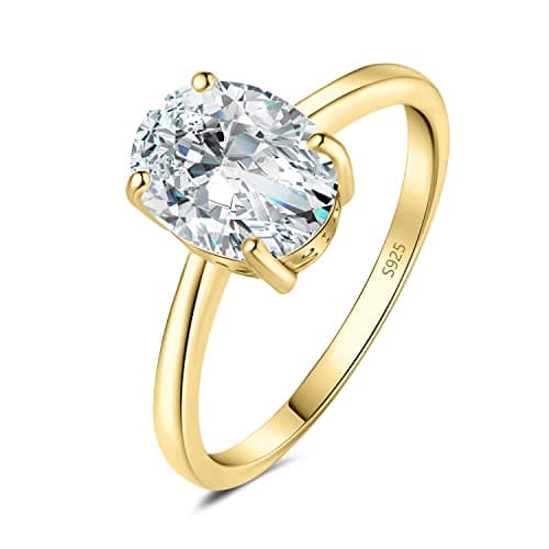 Image of JewelryPalace Oval Cut 9 * 7mm 2ct Moissanite Solitaire Engagement Rings for Women, 14K Yellow Gold 925 Sterling Silver Promise Ring for Her, Simulated Diamond Anniversary Wedding Ring VVS D-F 5