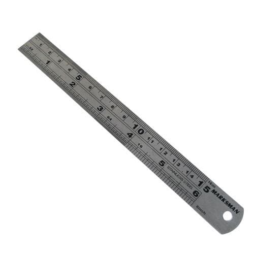Image of 6"/150mm Stainless Steel Metal Ruler - Conversion Table
