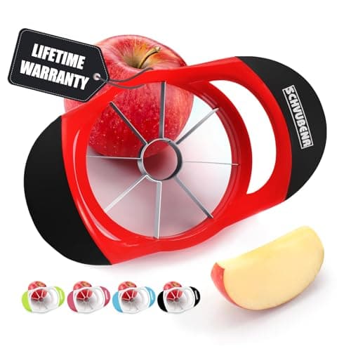 Image of SCHVUBENR 3.5 Inch Apple Slicer - Professional Apple Cutter - Stainless Steel Apple Corer - Super Sharp Apple Slicer and Corer - Apple Tool with 8 Sharp Blades(Red)