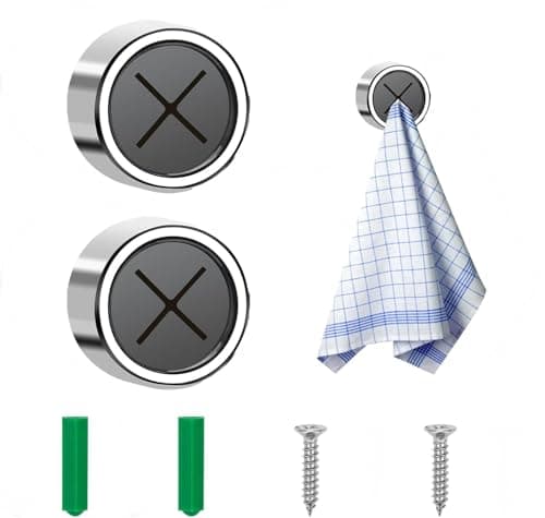 Image of 2PCS Tea Towel Holders - Self-Adhesive or Screw Mount Cloth Hooks - Push In Towel Grippers - No Drilling Wall Hangers for Kitchen Bathroom Shower Home Use