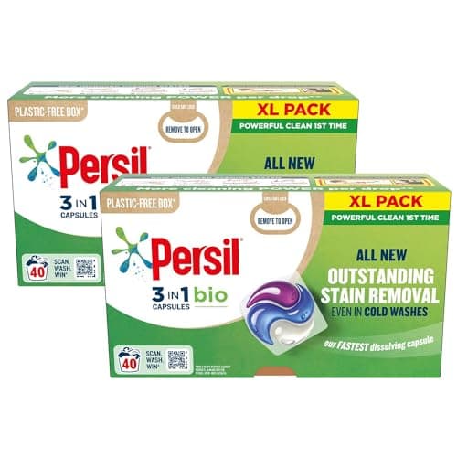 Image of Persil 3-In-1 Washing Capsules, Bio, 40 Washes (Buy 2)