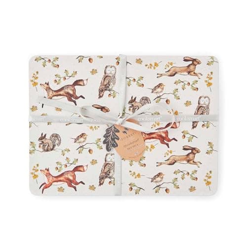 Image of Cooksmart Forest Fable Set of 4 Cork Placemats | British Designed Dining Table Mats | Woodland Animal Print | Heat-Resistant & Durable | Stylish & Practical Tableware | Easy Wipe Clean