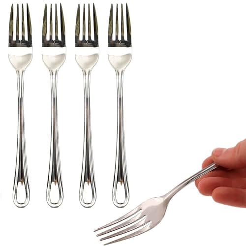 Image of 4 Stainless Steel Forks - 18cm, Dishwasher Safe, Lightweight Perfect for Dinners, Lunches, Cakes and Deserts Spoons, Silver
