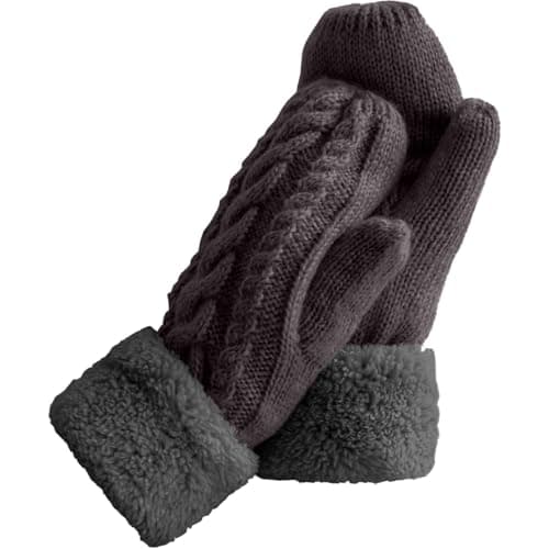 Image of Risipu Women's Winter Gloves Warm Fleece Lining Cozy Cable Knit Thick Gloves Mittens for Cold Weather (Dark Gray, One Size)