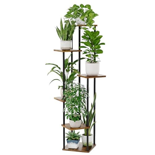 Image of Bamworld Tall Plant Stand Indoor, 6 Tier Metal Plant Shelf for Multiple Plants, Corner Tiered Flower Stand for Patio Garden Balcony Living Room Bedroom(6 Tier)