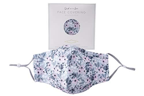 Image of CGB Giftware | Willow & Rose Ladies Grey Floral Design Reusable Washable Face Covering | 100% Cotton With Nose Wire | Gift Boxed | Adjustable Straps | Filter Pocket | GB05621