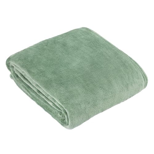 Image of furn. Harrow Fleece Throw – Silky Soft Lightweight Flannel Blanket for Bed or Sofa (Sage - 140x180cm)