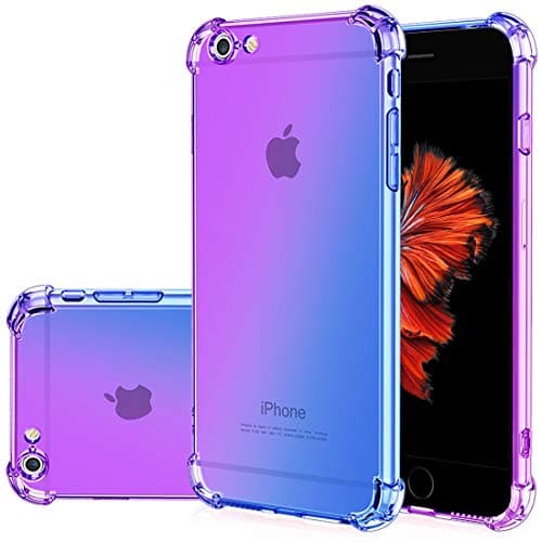 Image of Gufuwo for iPhone 6s Plus Case, iPhone 6 Plus Case, Gradient Slim Anti Scratch Soft Clear TPU Phone Case Cover Shockproof Case for iPhone 6 Plus/6s Plus (Purple/Blue)