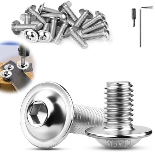 Image of TXXATX M5 Bolts, M5x12 mm Flanged Button Head Socket Cap Screws, 30 Pcs Pan Head Screws, 304 Stainless Steel Bolts with Allen Key & Bit for Furniture, Motorbike Fairings, Outdoor Garden & 3D Printers