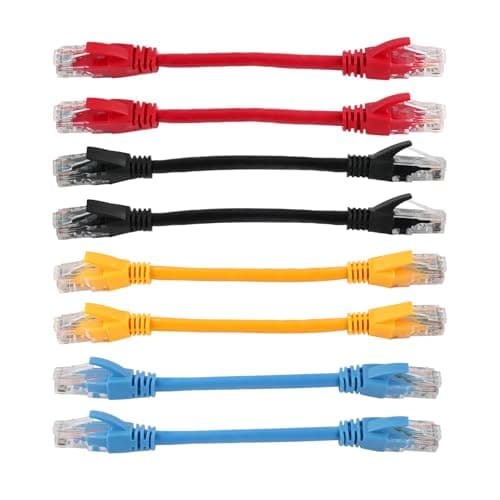 Image of Short Cat6 Patch Cable, 8pcs 0.15m Ethernet Cable RJ45 Connectors, Patch Cables Cat6 for Router, Modem, High-Speed Transmission, Durable Network Cable Short for Gaming, Streaming, Mixed Color Use