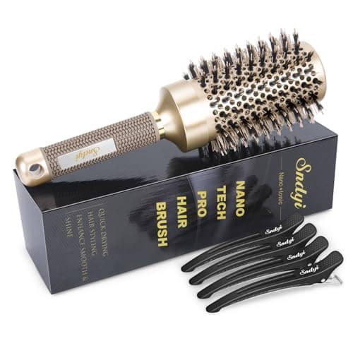 Image of Sndyi Round Hair Brush, Nano Thermal Ceramic & Ionic Tech Hair Brush, Blow Dry Hair brush with Boar Bristles, Large Round Brush for Blow Drying, Styling, Curling and Straightening, 53mm