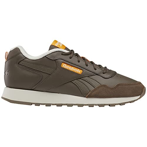 Image of Reebok Mens Ventilator Signature Leather Fashion Sneakers, Grout/Vintage Chalk/Shocking Orange, 11 UK Men / 12 UK Women