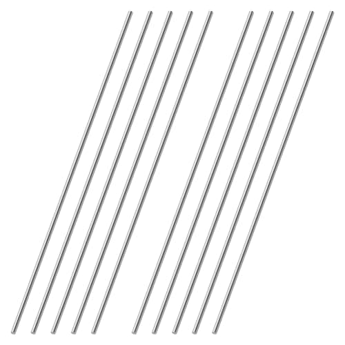 Image of OFFCUP Stainless Steel Round Rods, 10pcs Round Steel Metal Rods, 2mm x 300mm Round Steel Rod High Speed Steel Bar Stock for Shaft Gear Drill Lathes Boring Machine Turning Miniature DIY Craft