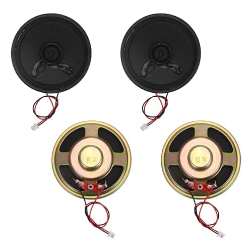 Image of sourcing map 4 Pcs 8 Ohm Small Speaker, 2W 28mm Diameter Metal Shell Round Magnet Tiny Speaker with 100mm Terminal Wire Micro Internal for DVD, EVD, Mini Home Audio Loudspeaker