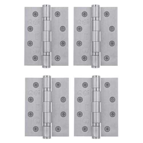 Image of EAI Fire Door Hinges Satin Stainless Steel Heavy Duty Fire Rated Ball Bearing Internal Hinges, 4 Inch/102mm, 2 Pairs