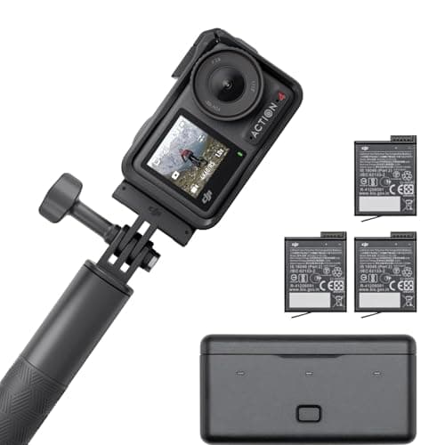 Image of DJI Osmo Action 4 Adventure Combo - 4K/120fps Waterproof Action Camera with a 1/1.3-Inch Sensor, 10-bit & D-Log M Color Performance, 155° FOV, Up to 7.5 h with 3 Extra Batteries, Outdoor Camera