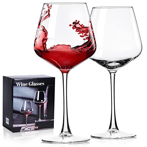 Image of PARACITY Wine Glasses Set of 2, Hand Blown Crystal White and Red Wine Glasses, Burgundy Wine Glass for Red and White Wine, 16oz Red Wine Glasses for Women and Men