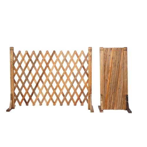 Image of tonchean 2Pack Expanding Trellis Fence Panels Garden Wood Extendable Fence Length 34-160cm Freestanding Foldable Wooden Screen Panel for Indoor Outdoor Garden Yard Pet 80cm Height