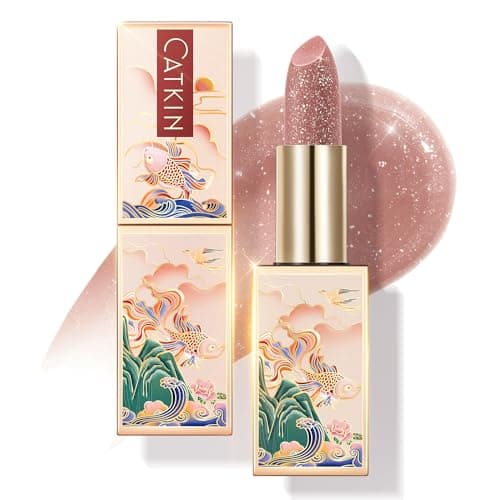 Image of CATKIN Moonlight Lip Balm, Natural Glitter Tinted Lip Balm, Chapstick Lip Balms with Vitamin E for 8h Moisture for Dry Cracked Lips, 3.5g