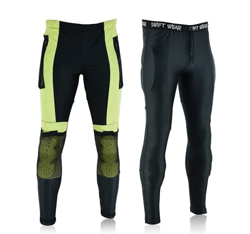 Image of Swift Wear Kevlar Lined Motorbike Unisex Protective Leggings Motorcycle Safety Pant Mens Womens Under Pants CE Approved Removable Armours Slim Fit (UK, Alpha, S, Slim, Regular, Black)