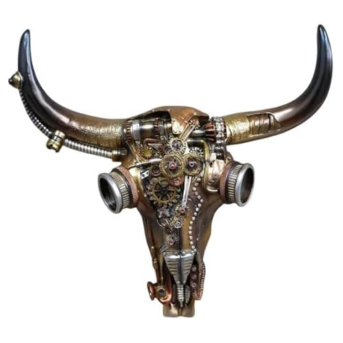 Image of Gifts Direct 2 U Steampunk Buffalo Head Wall Ornament Rustic Industrial Decor Mechanical Resin