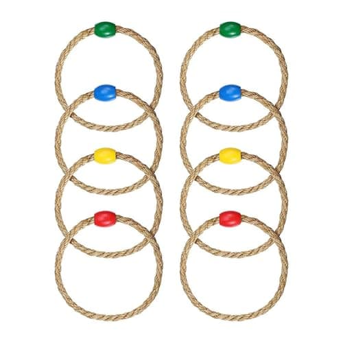 Image of 8 PCS Ring Toss Game Ropes - Wooden Quoits Games Accessories, Quoits Rounders Ropes Set for Adults Kids, Ring Game Exercises Hand Eye Coordination, Puzzle Games for Family Parent-Child Interactive