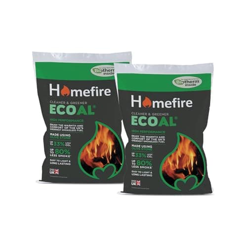 Image of Homefire Ecoal Smokeless Coal for Open Fires and Multi-fuel Stoves, 10 kg (Pack of 2)