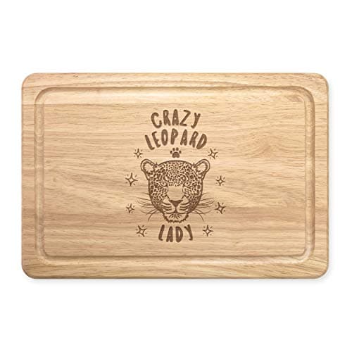 Image of Crazy Leopard Lady Rectangular Wooden Chopping Board