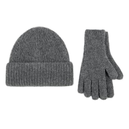 Image of totes® toasties® Ladies Knitted Hat & Glove Gift Set, Textured Knitted Design, Machine Washable at 30°, Beautifully Packaged for the Ideal Gift, Charcoal, One Size Fit
