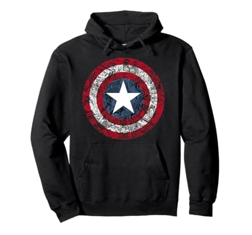 Image of Marvel Captain America Avengers Shield comic Pullover Hoodie