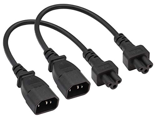 Image of AAOTOKK (2 Pack) C14 to C5 AC Cable, 10A 125V IEC 3Pole Male to Mickey Mouse 3Pole Female Power Adapter,C5 to C14 AC Converter for Mickey Mouse Laptop Receptacle Converter (0.3m/1ft)