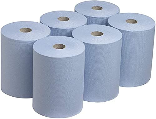 Image of TPZ The Packaging Zone | Centre Feed Blue Rolls | Blue Recycled Paper Hand Towels | Multi-Purpose Use | 6 Pack