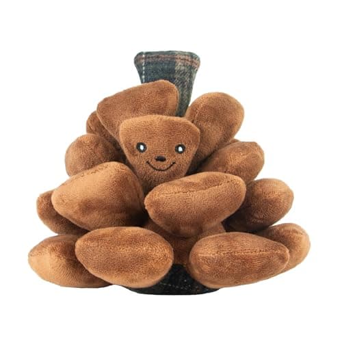 Image of Ancol Heritage Traditional Plush Peter Pine Cone Dog Toy inspired by British countryside