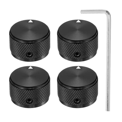 Image of sourcing map 4 Pcs Aluminium Potentiometer Knobs, 1/4" (6mm) Universal Volume Tone Control Knobs for Guitar, Bass, Diamond 5/8" Black