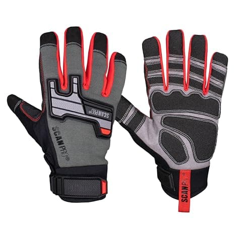 Image of Scan Pro Mechanics Gloves – Protective Work Gloves with Reinforced Grip Palm, Anti-Impact Knuckle Protection, Synthetic Leather, Flexible Spandex & Adjustable Fit, EN388 Rated – Size XL (10)