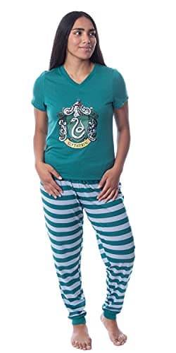 Image of Harry Potter Womens' Slytherin Crest Jogger Pajama Set-All Houses (L)