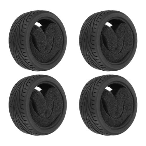 Image of sourcing map 4pcs Soft Rubber RC Car Tires for 1/10 Scale Touring On-Road Racing - 66mm x 26mm Performance Tyre, Black