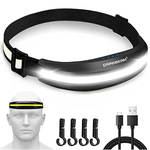 Image of DARKBEAM Head Torch USB Rechargeable LED Headlamp Hardhat Light, COB 230° Floodlight Hands-Free Flashlight Red Light Headlight - Super Bright Head Lamp for Camping, Repair, Fishing, with Clip