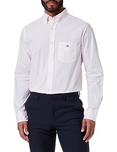Image of GANT Mens Fit Gingham Poplin Shirt Light Pink M