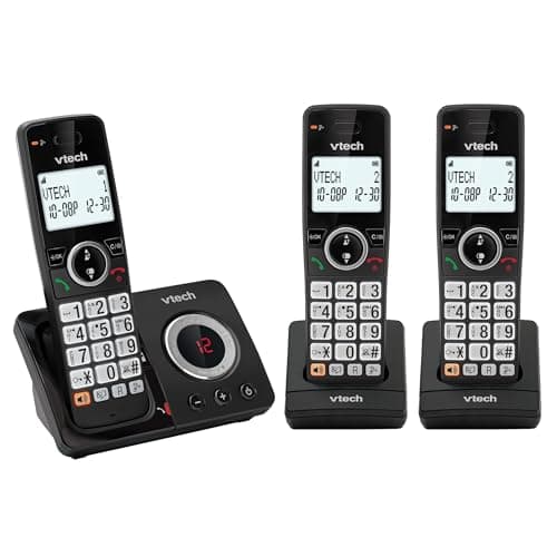 Image of VTech EA5052 DECT Cordless Phone with Answering Machine,Nuisance Call Blocker, Volume Booster, Easy-to-Read Backlit Display, 18 Hours Talk-time, Handsfree Speakerphone, 3-Handset